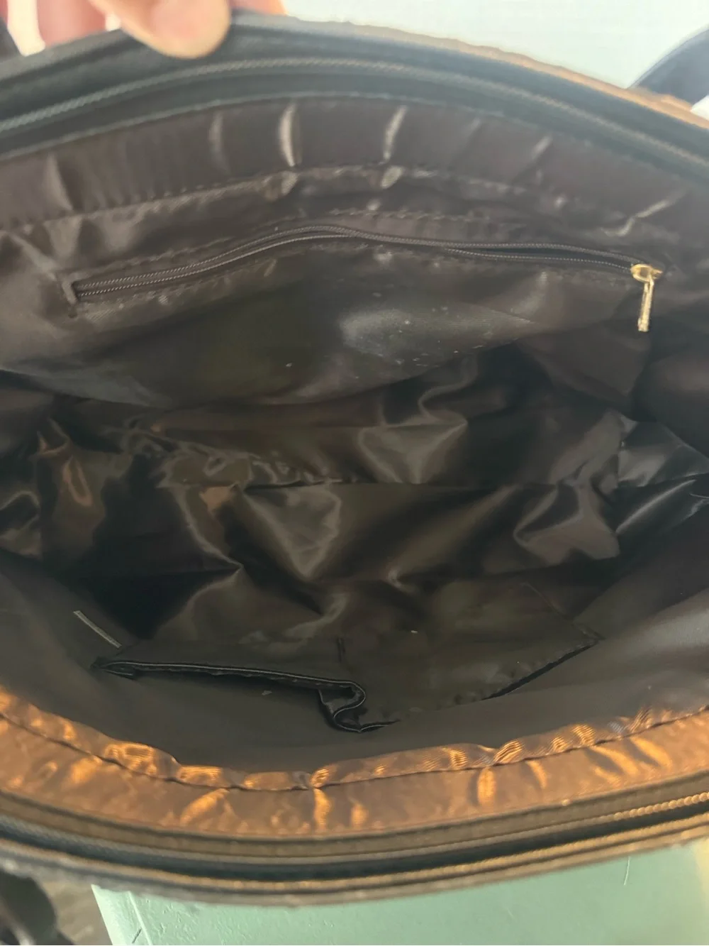 Ella Charles Black Saffiano Tote Bag Gold Hardware Shoulder Bag